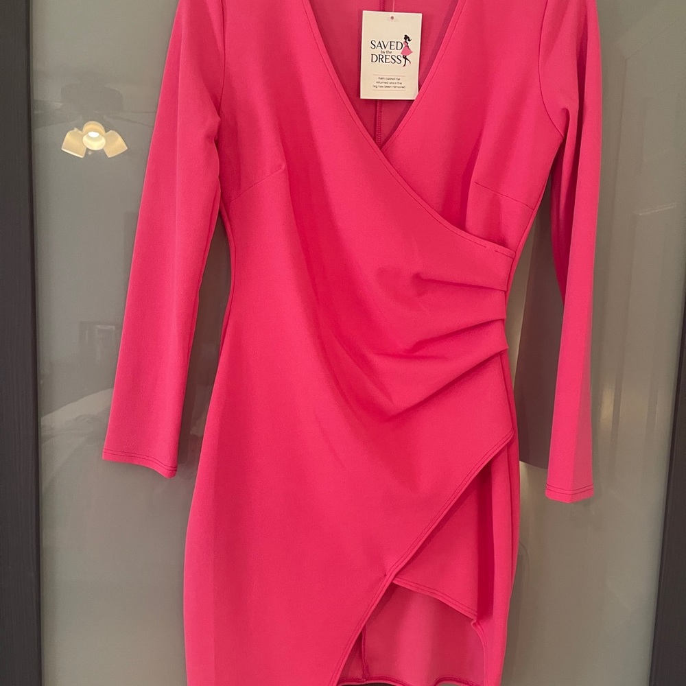 NWT hot pink short dress with long sleeves